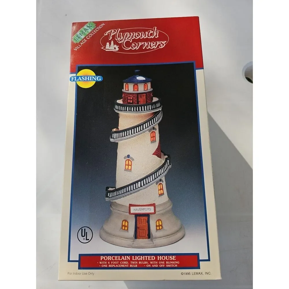 Lemax New Point Light House #95372 Retired 1999 Flashing‎ Rare Open Box